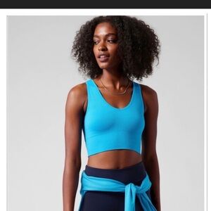 Athleta Seamless Aurora V-Neck Crop Tank - Teal Aqua S NWT